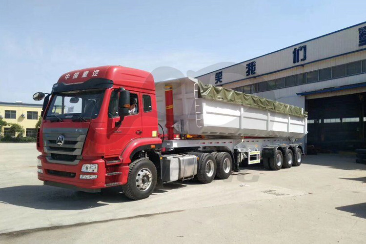 Fuwa axles 28 cubic meter U shape end dumper semi trailer