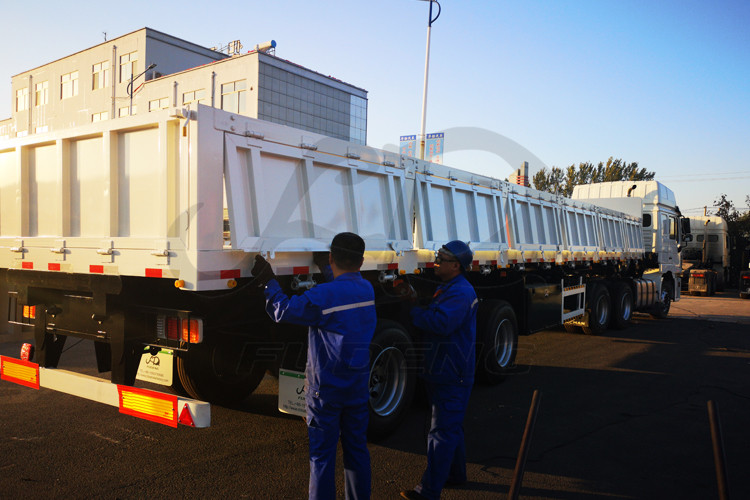 Side tipper trailers 3 axles dump truck trailers with container locks