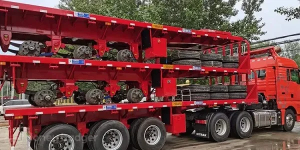 3 Axle 60 Ton Flatbed Semi Trailer - 图片 6